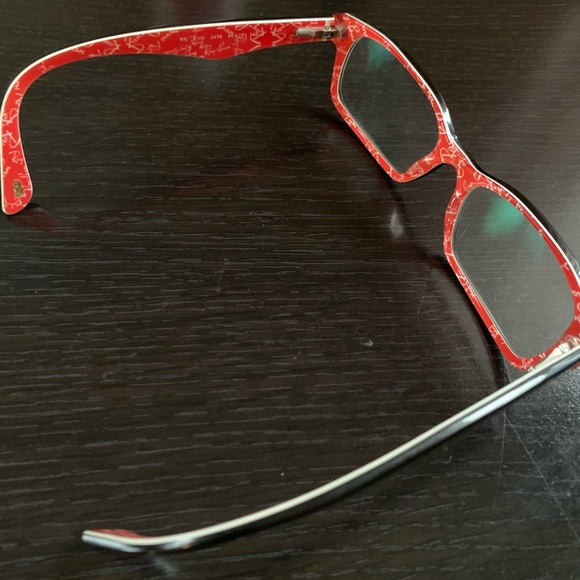 Ray-Ban Eyeglasses Optics Black On Red Frame Clear Lenses
